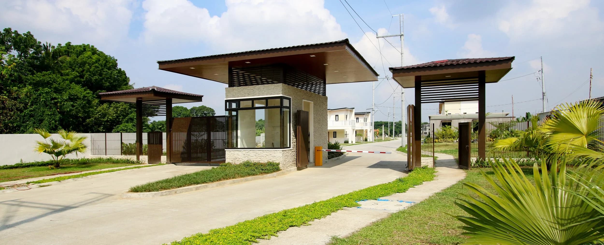 Luxury property exterior at sunset